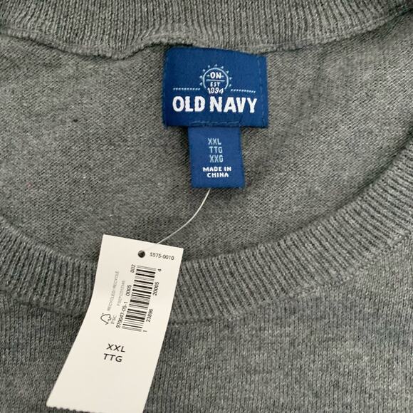 Old Navy Sweater Men XXL Gray Cotton Blend Long Sleeve Soft Lightweight Knit NEW - Picture 2 of 6